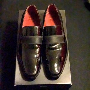 Hugo Boss Mellion Black Patent Tuxedo Mens US 8.5